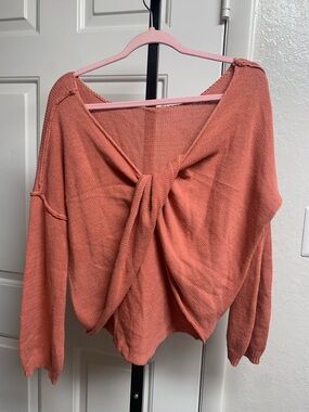 Urban outfitters cotton blend feminine crop front knot sweater oversized xsmall